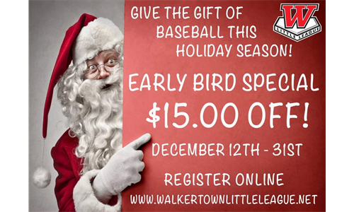 2023 Early Bird Special - Give the gift of Baseball for the Holidays!!